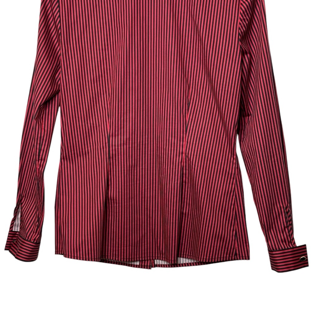 ST. JOHN SPORT Black & Red Stripe Button Down Long Sleeve Top Size 2 - Picture 7 of 13